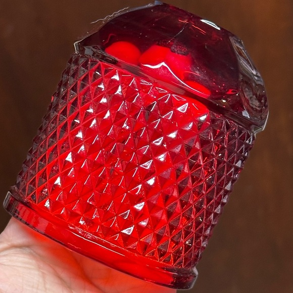 Viking Glass Ruby Red/Amberina Diamond Point Fairy Lamp Light Candle Displays - Picture 8 of 9
